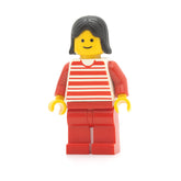 LEGO trn010 - Horizontal Lines Red (Red Arms, Red Legs, Black Female Hair)